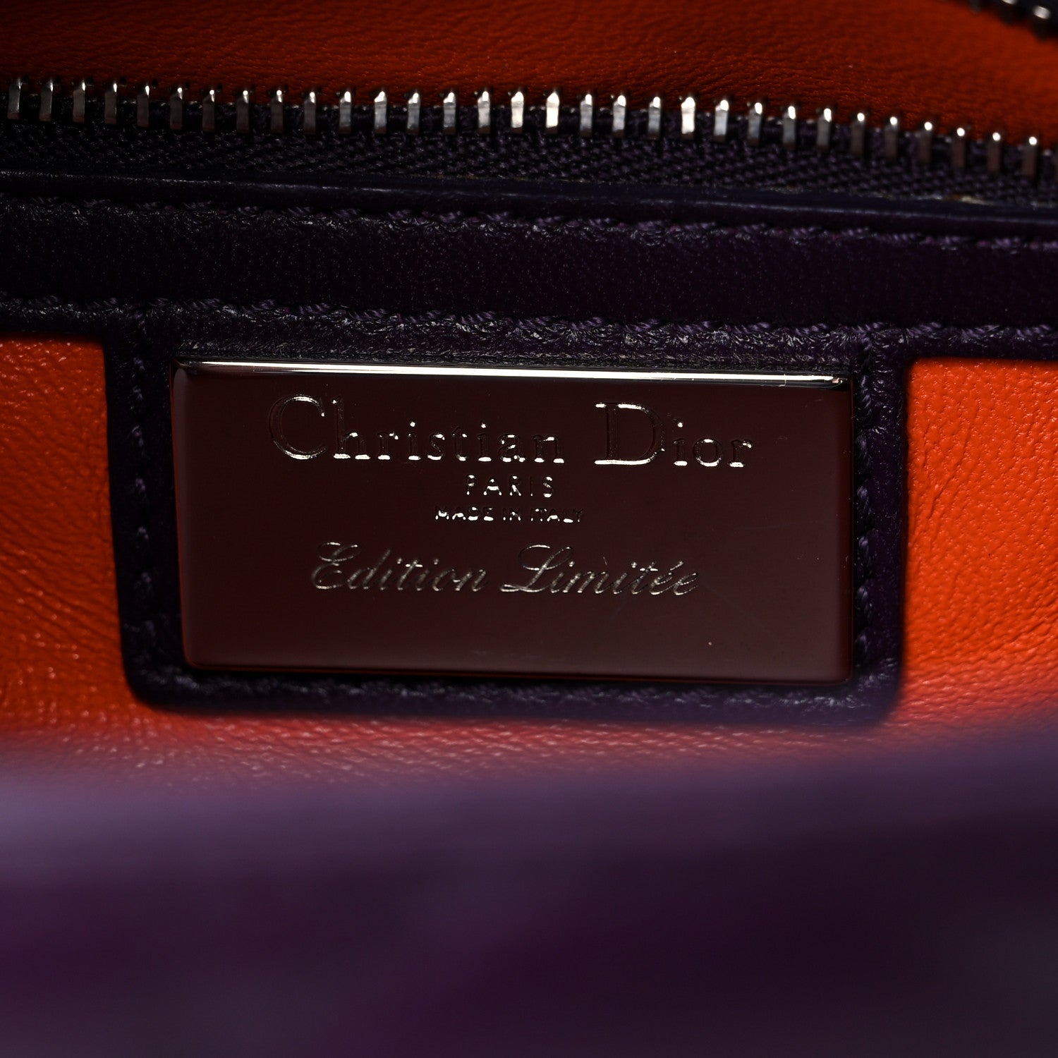 Christian Dior Lambskin Crocodile Medium Lady Dior Purple Orange 5 of 12