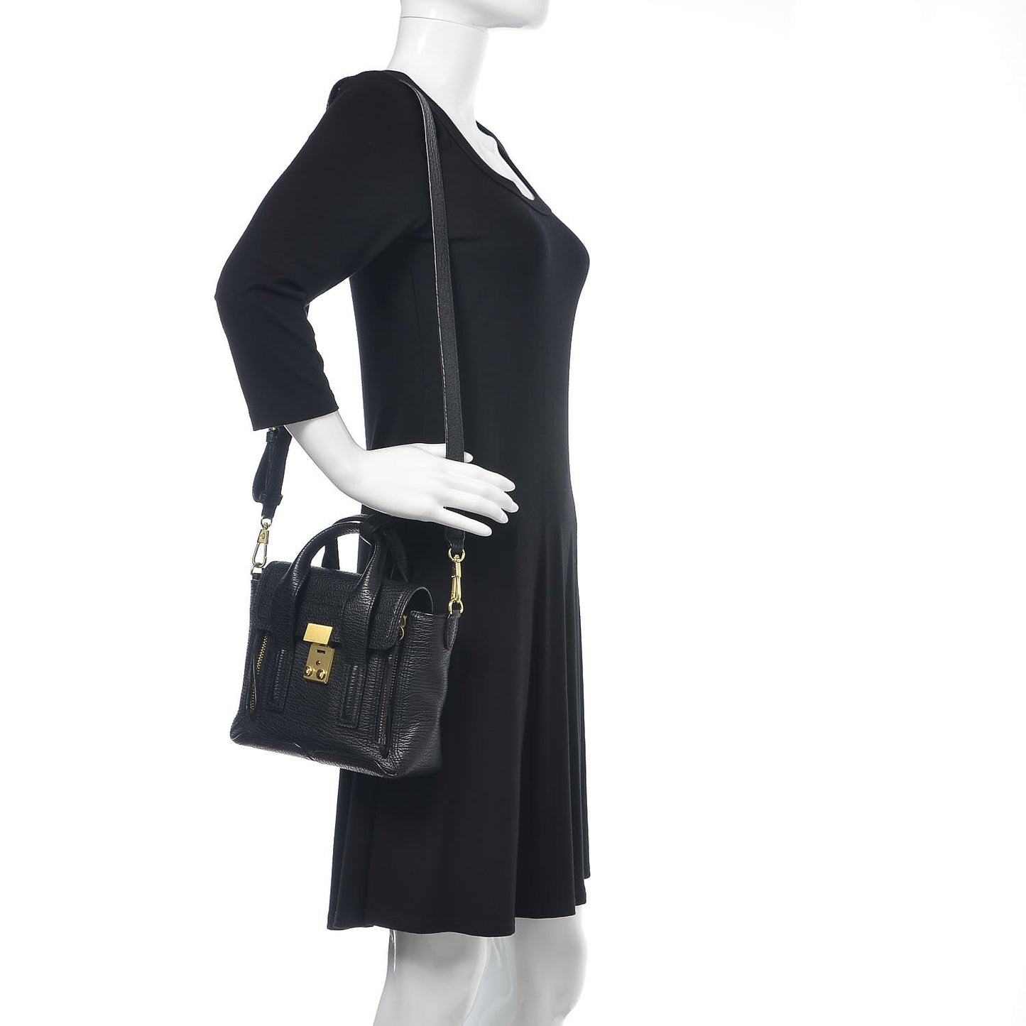 Textured Calfskin Mini Pashli Satchel Black
