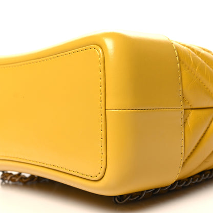 Chanel Aged Calfskin Chevron Quilted Small Gabrielle Backpack Yellow 10 of 11