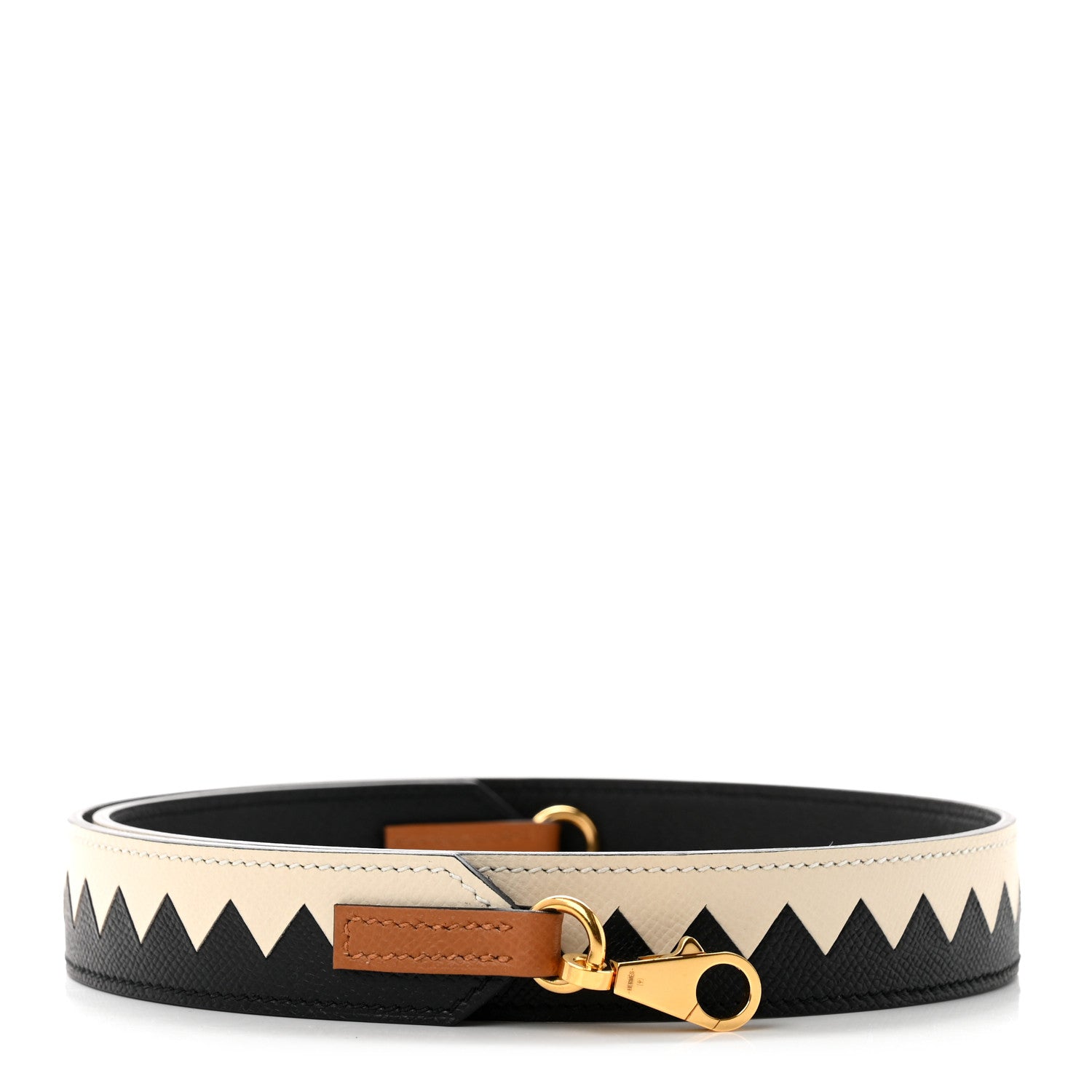Hermes Epsom 30mm Tressage Au Galop Shoulder Strap Black Craie Gold 1 of 4