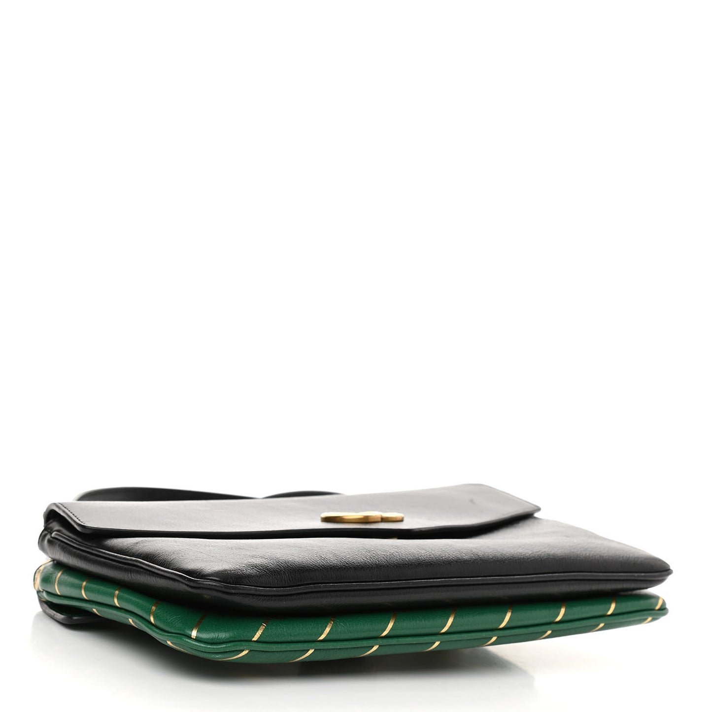 Calfskin Diagonal GG Medium Thiara Double Envelope Shoulder Bag Emerald Green Black