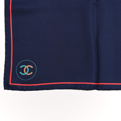 Chanel Silk CC Square Scarf Navy Multicolor 3 of 4