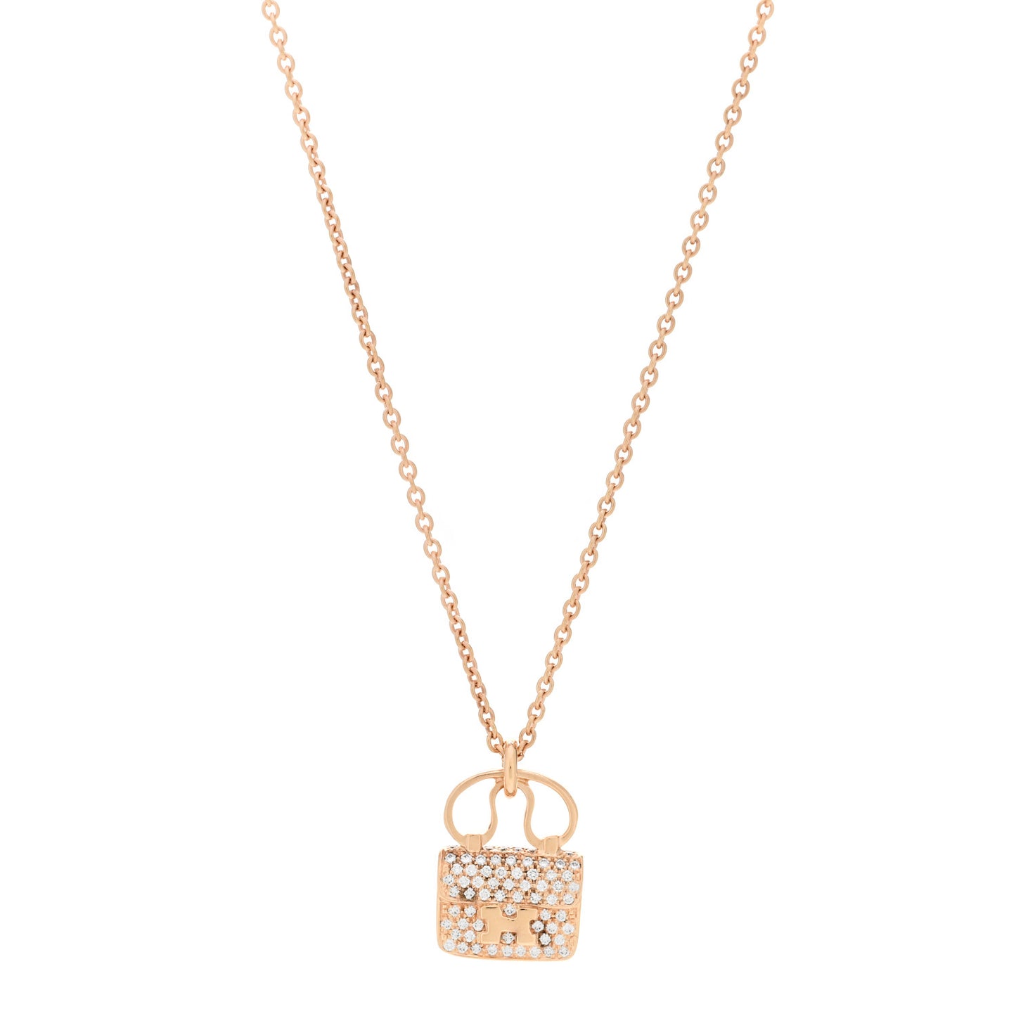 18K Rose Gold Diamond Constance Amulette Pendant Necklace