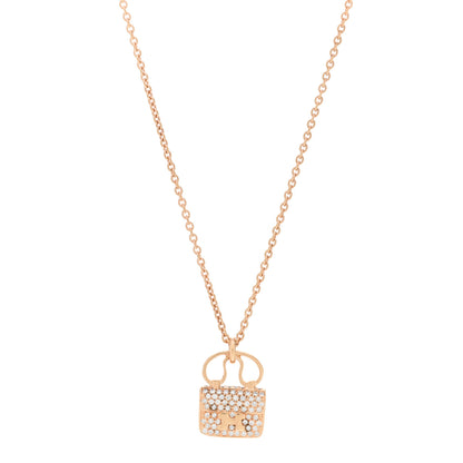 Hermes 18K Rose Gold Diamond Constance Amulette Pendant Necklace 1 of 6