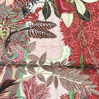 Hermes Silk Wild Singapore Scarf 90 Rose Vert Bordeaux 5 of 5