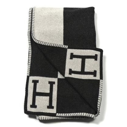 Hermes Wool Cashmere Avalon Blanket Ecru Gris Fonce 2 of 3