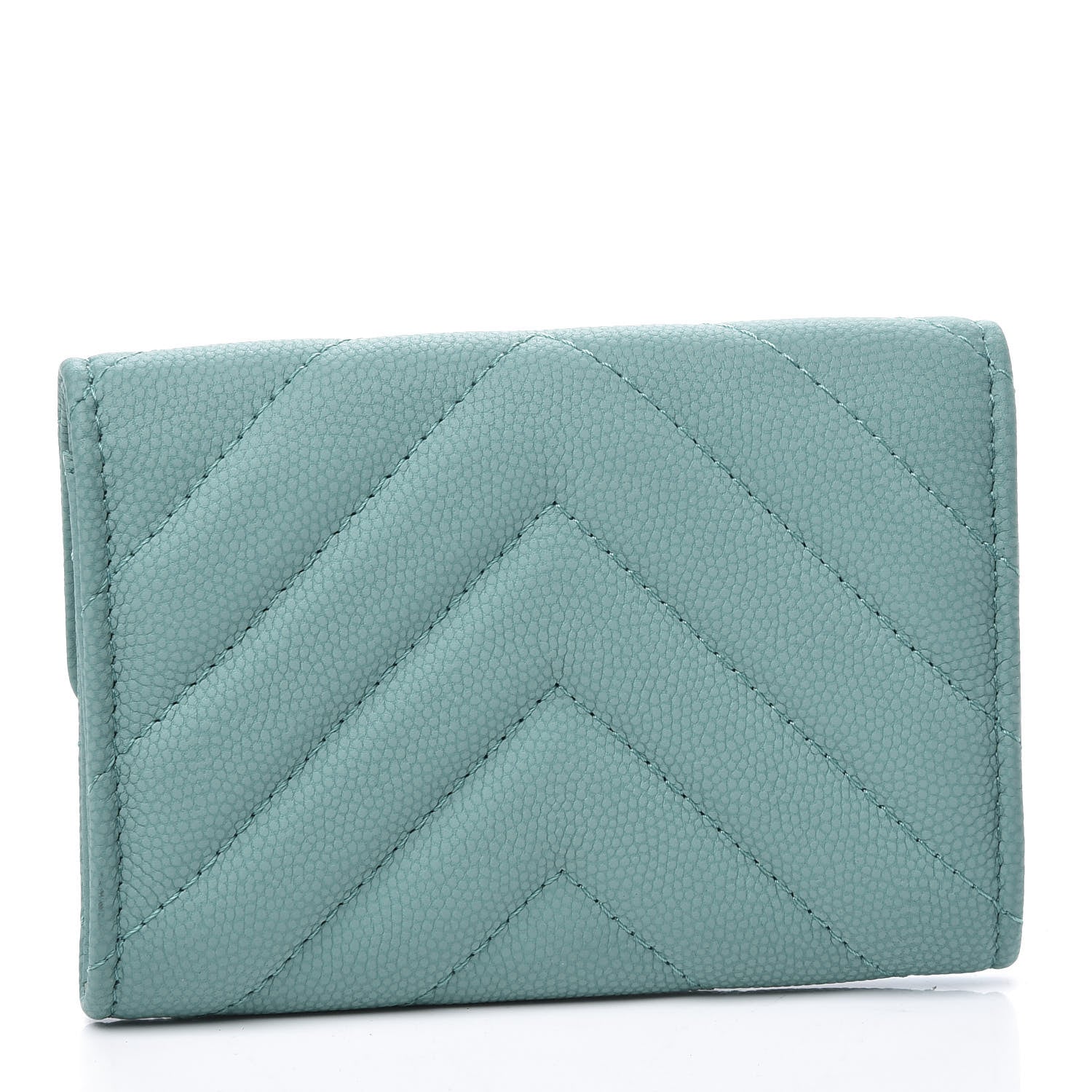 Chanel Caviar Chevron Quilted Card Holder Wallet Turquoise 2 of 10