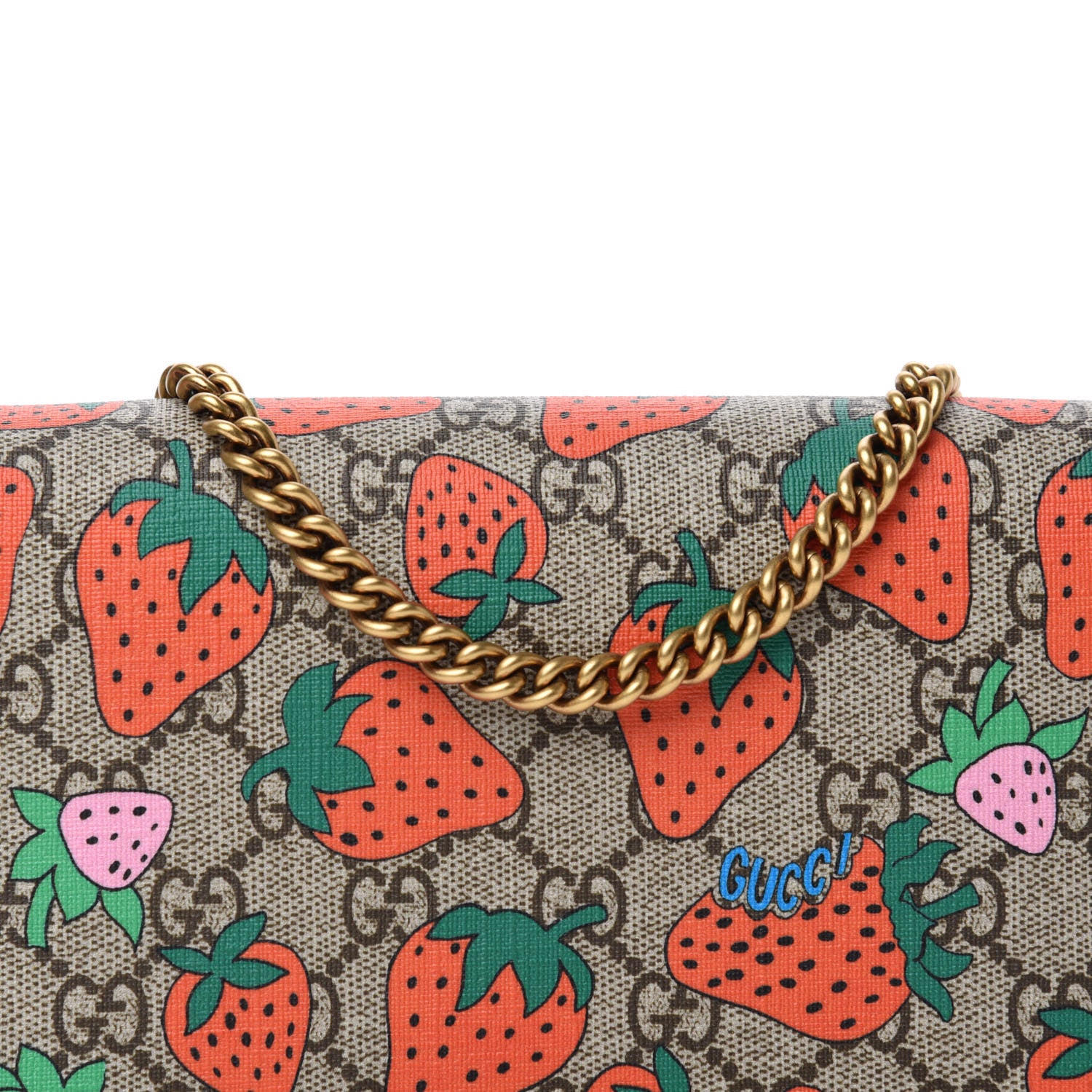 Gucci GG Supreme Monogram Strawberry Chain Wallet 10 of 10