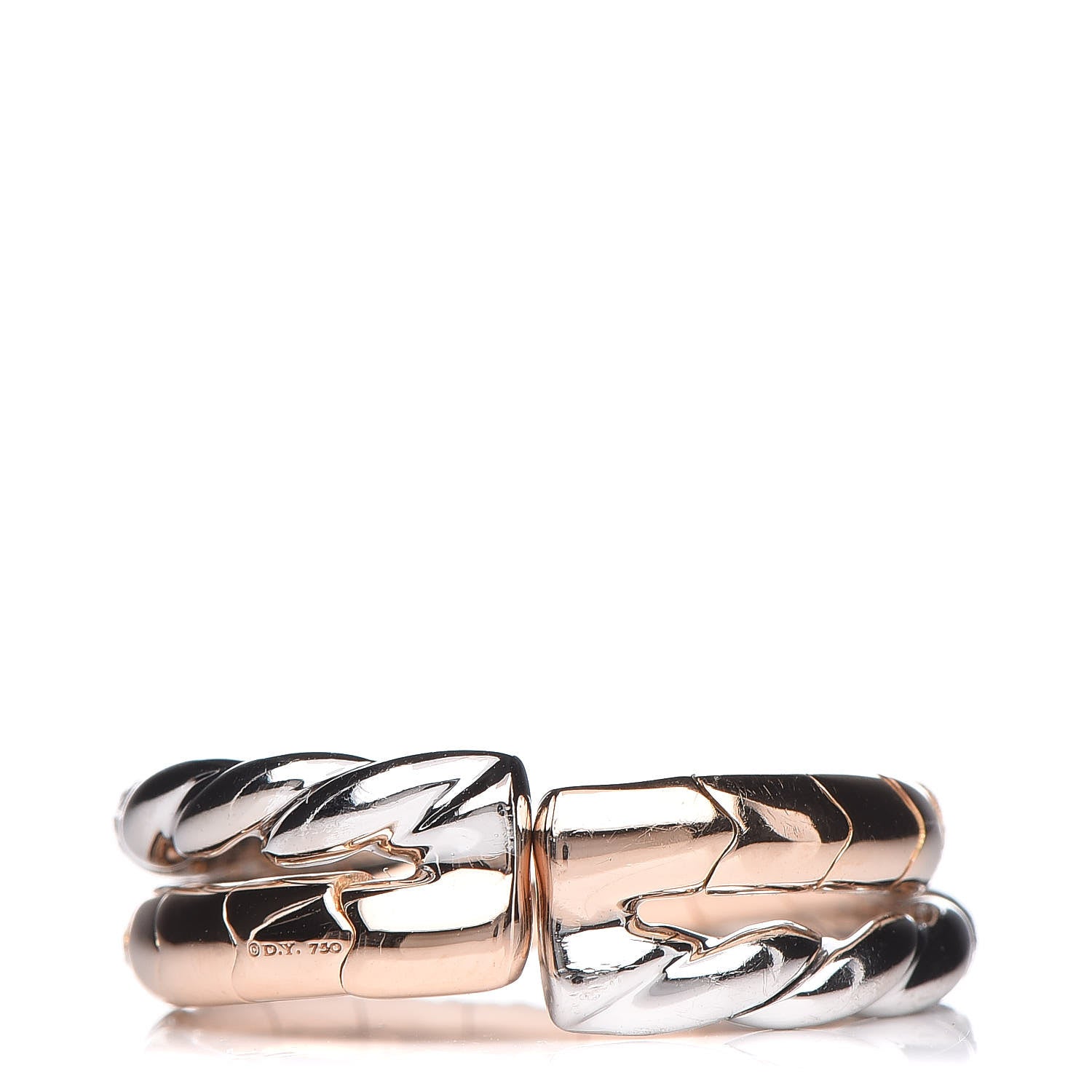 David Yurman 18K Rose White Gold Diamond Paveflex Two Row Ring 52 6 3 of 4