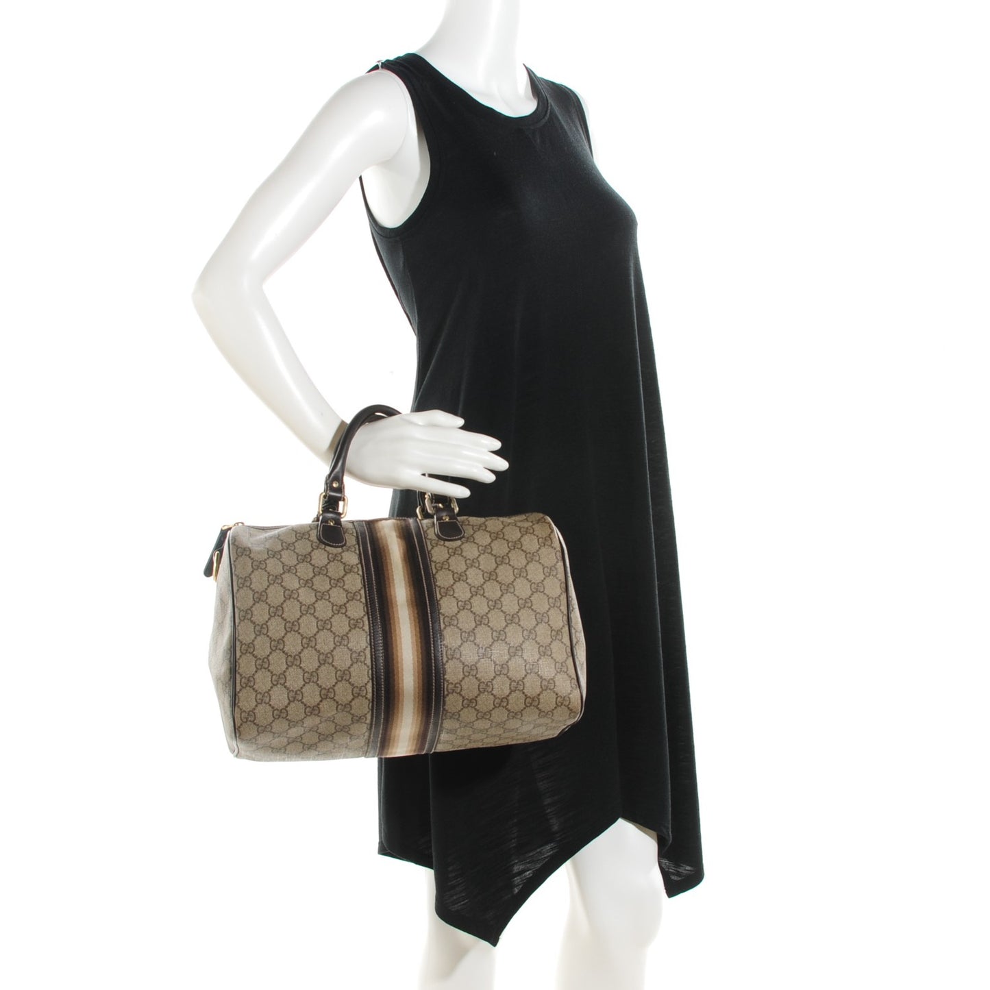 GG Plus Monogram Web Medium Joy Boston Dark Brown