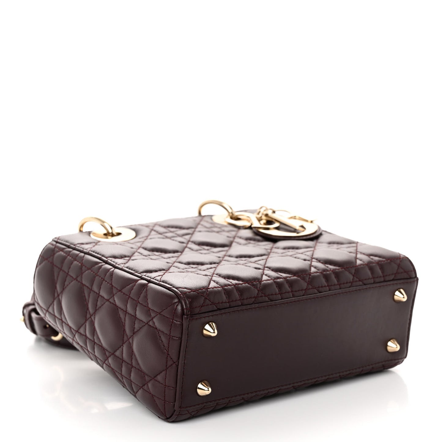Lambskin Cannage Small Lucky Badges My Lady Dior Burgundy