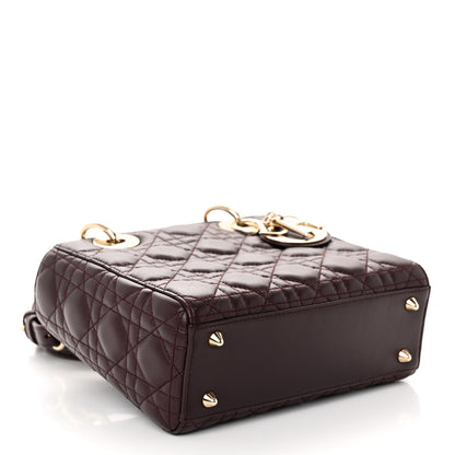 Christian Dior Lambskin Cannage Small Lucky Badges My Lady Dior Burgundy 4 of 10