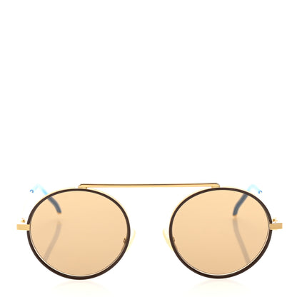 Fendi Metal Round Frame Sunglasses FF M0025/S Gold Blue 2 of 7