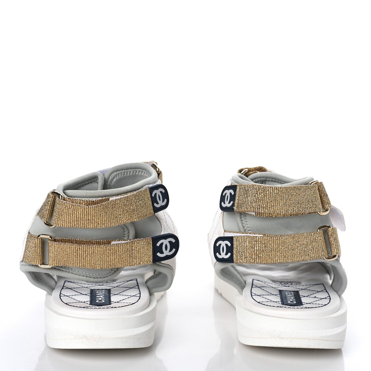 Goatskin Fabric Gladiator Sandals 40.5 White Light Grey Navy Blue