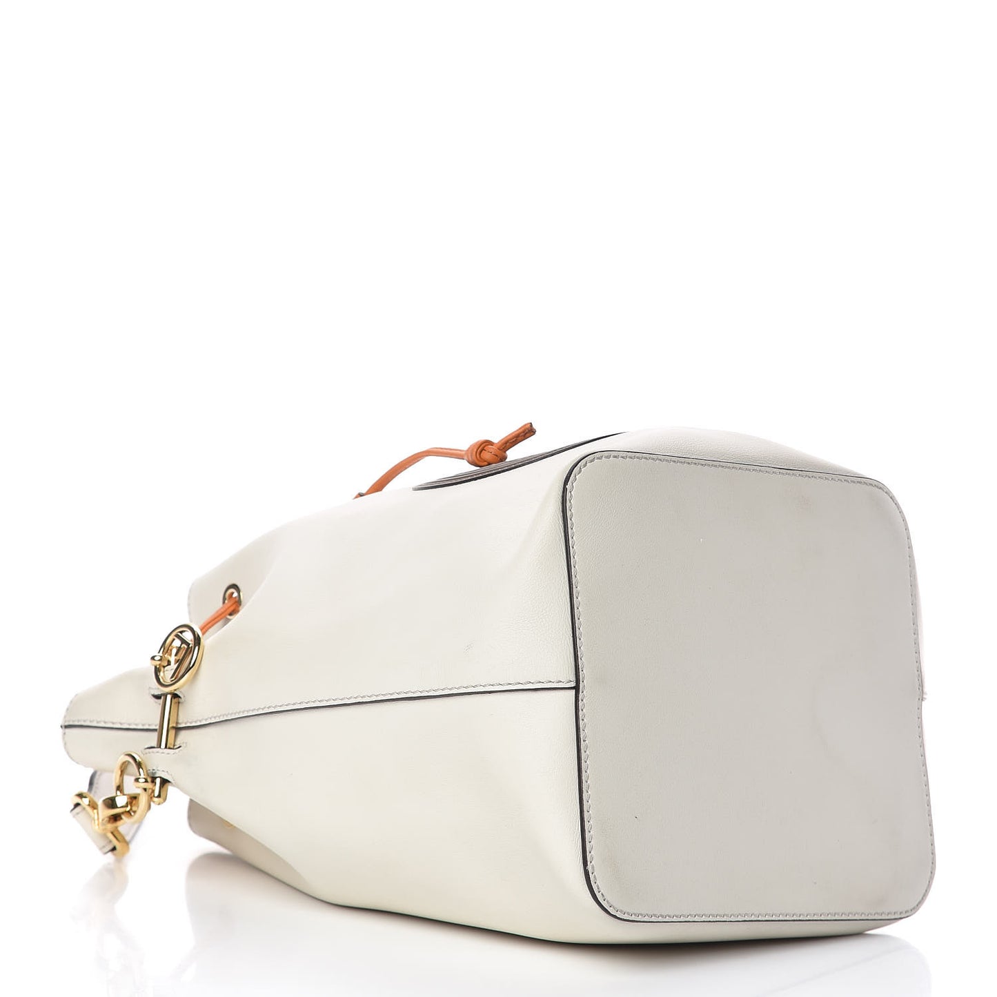 Vitello Grace Century F is Fendi Stamp Patch Bi-Color Grande Mon Tresor Bucket Bag White Ice Aranciata Maya