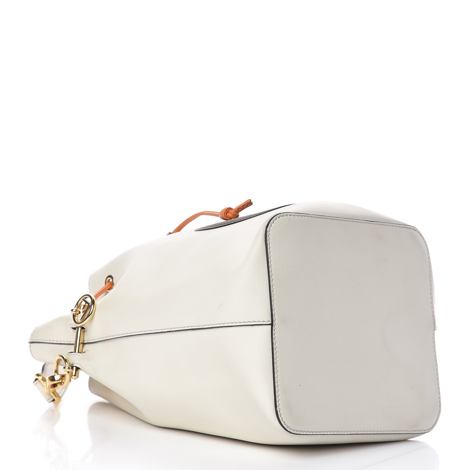 Fendi Vitello Grace Century F is Fendi Stamp Patch Bi-Color Grande Mon Tresor Bucket Bag White Ice Aranciata Maya 4 of 12