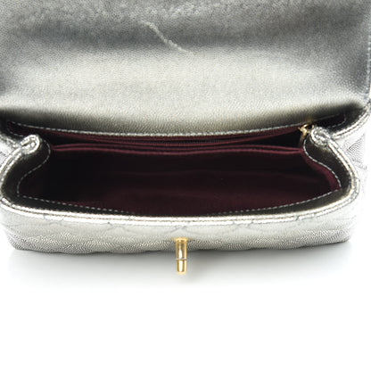Chanel Metallic Caviar Quilted Mini Coco Handle Flap Silver 5 of 11