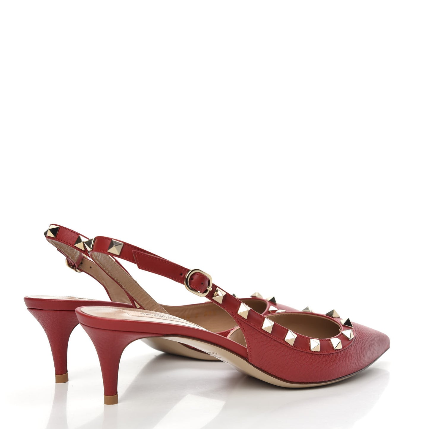 Pebbled Calfskin Rockstud Half D'Orsay Slingback 50mm Pumps 39.5 Rosso Valentino