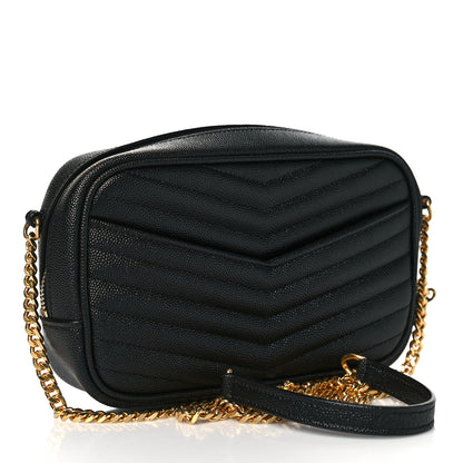 Saint Laurent Grain De Poudre Matelasse Monogram Mini Lou Camera Bag Black 4 of 10