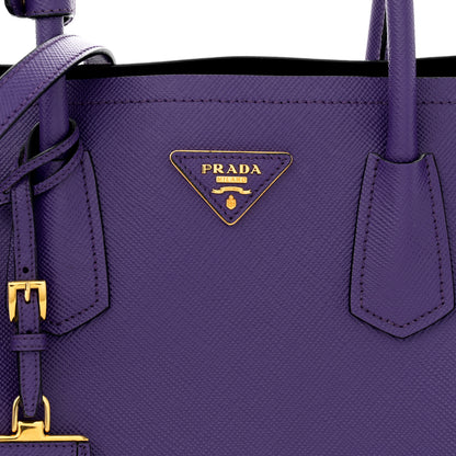 Prada Saffiano Cuir Large Double Bag Viola Black 8 of 12