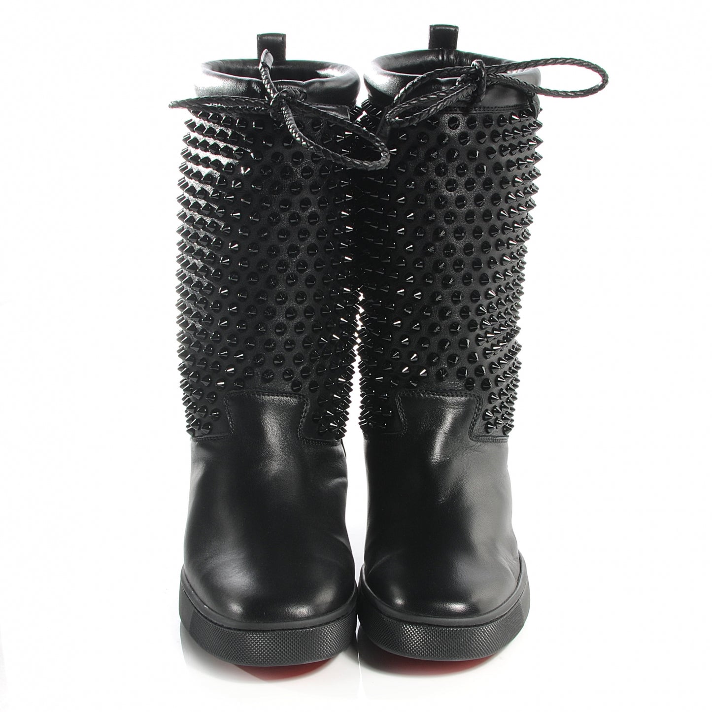 Nappa Surlapony Spikes Flat Boots 38 Black