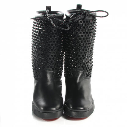 Christian Louboutin Nappa Surlapony Spikes Flat Boots 38 Black 2 of 6