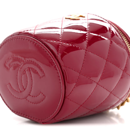 Chanel Patent Quilted Afternoon Tea Top Handle Vanity Case With Chain Dark Red 10 of 11