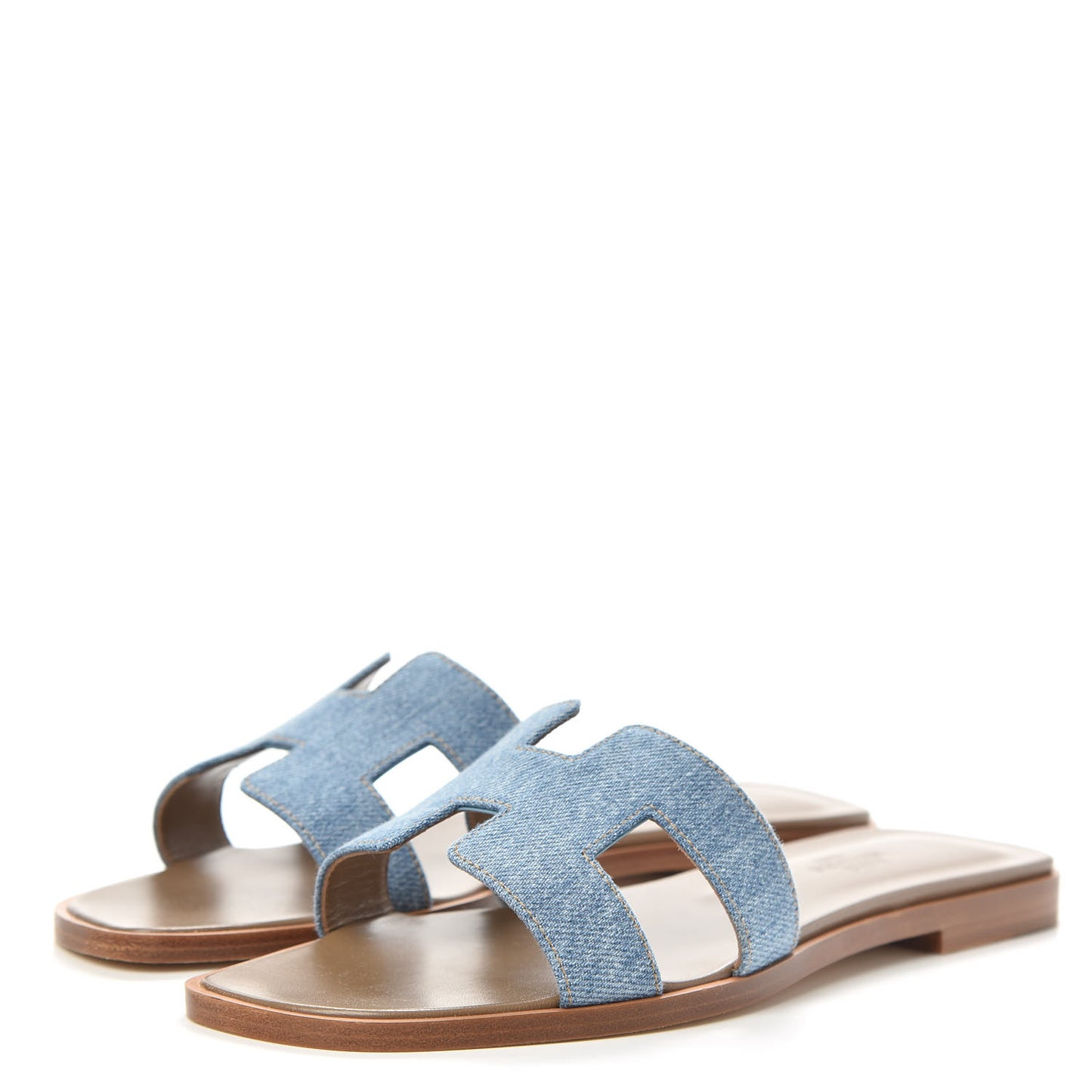 Denim Canvas Oran Sandals 36.5 Bleu Clair