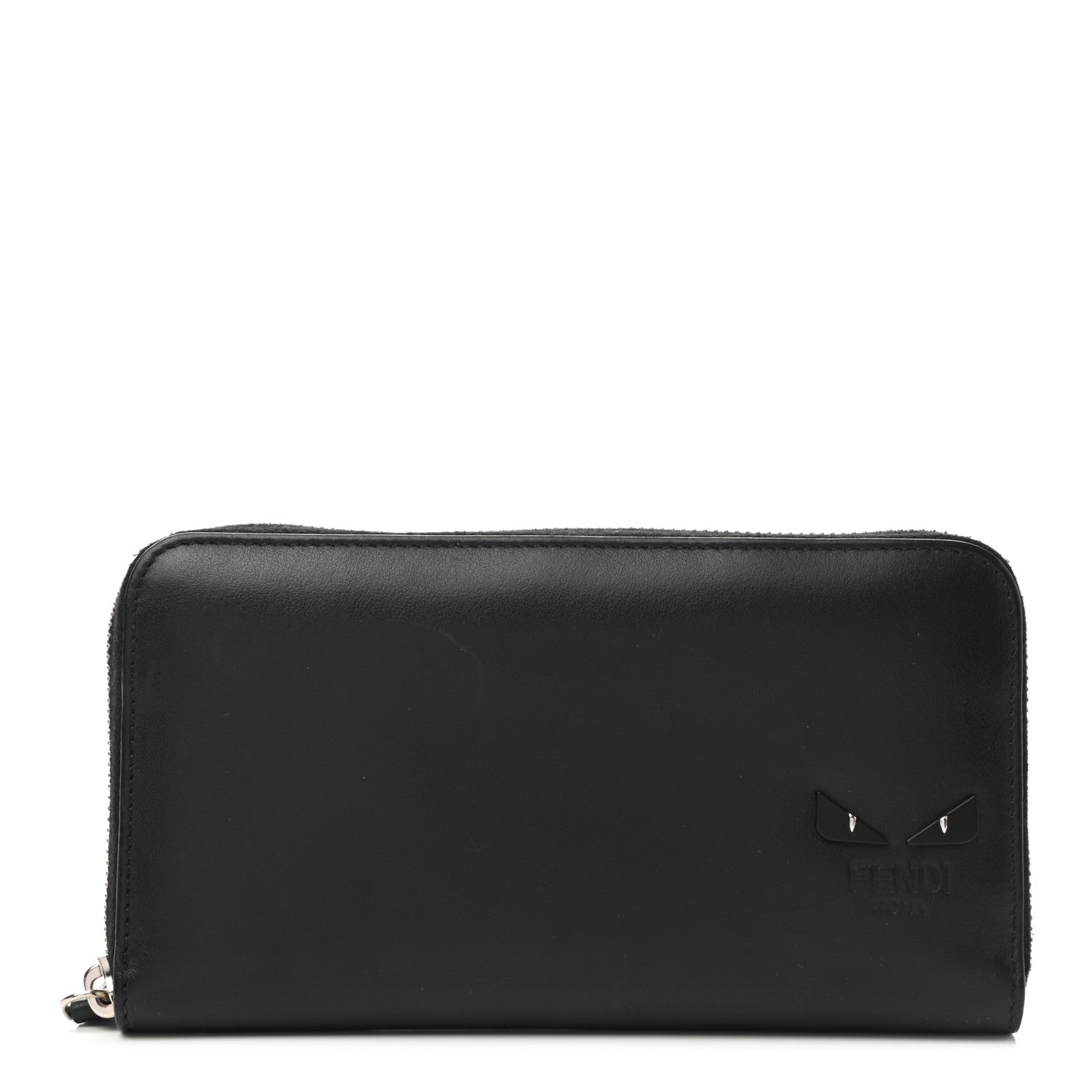 Fendi Vitello Century Opaco Mini Bug Eyes Zip Around Wallet Black 1 of 7