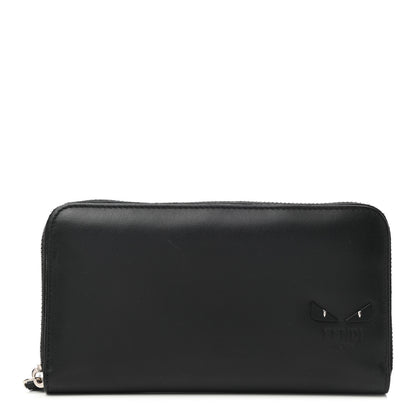 Fendi Vitello Century Opaco Mini Bug Eyes Zip Around Wallet Black 1 of 7