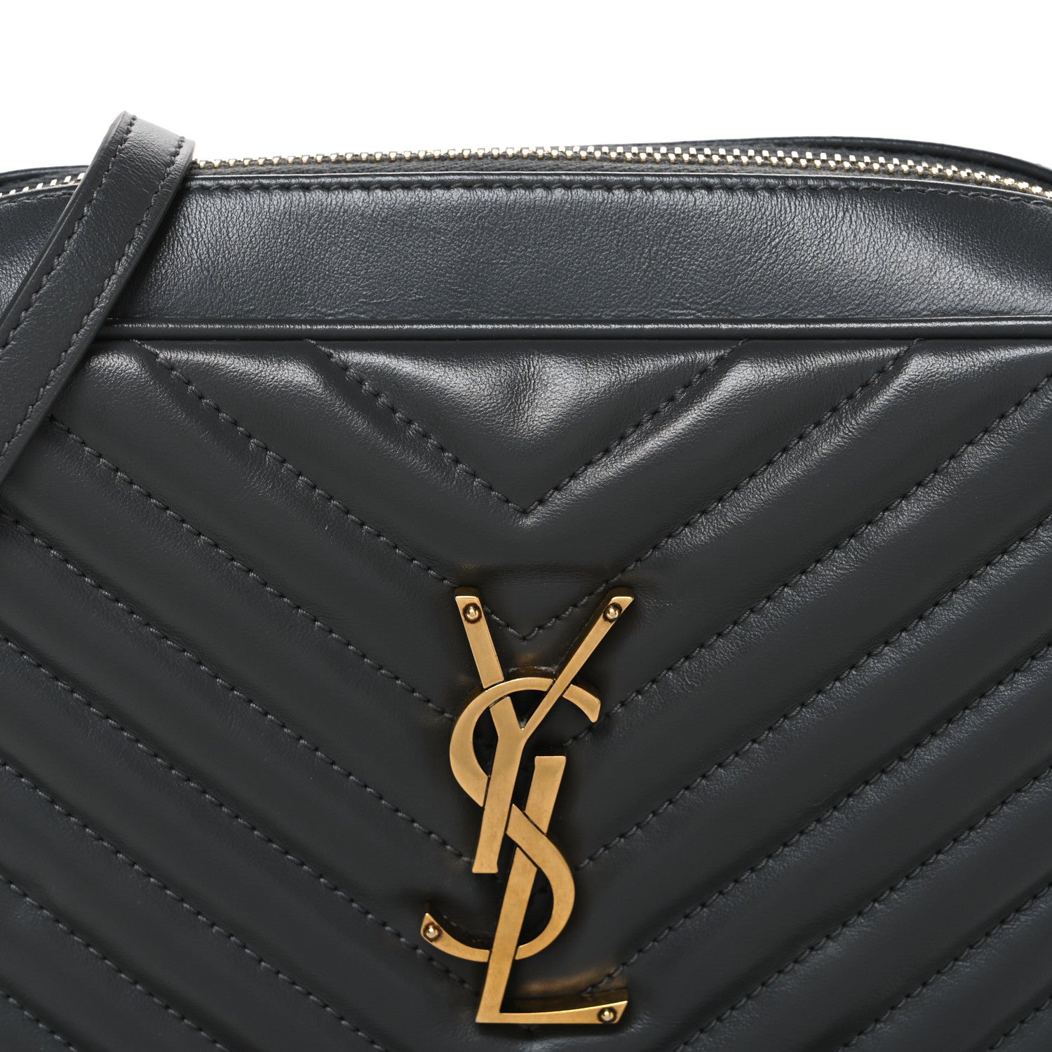 Saint Laurent Calfskin Matelasse Monogram Lou Camera Bag Storm 8 of 10