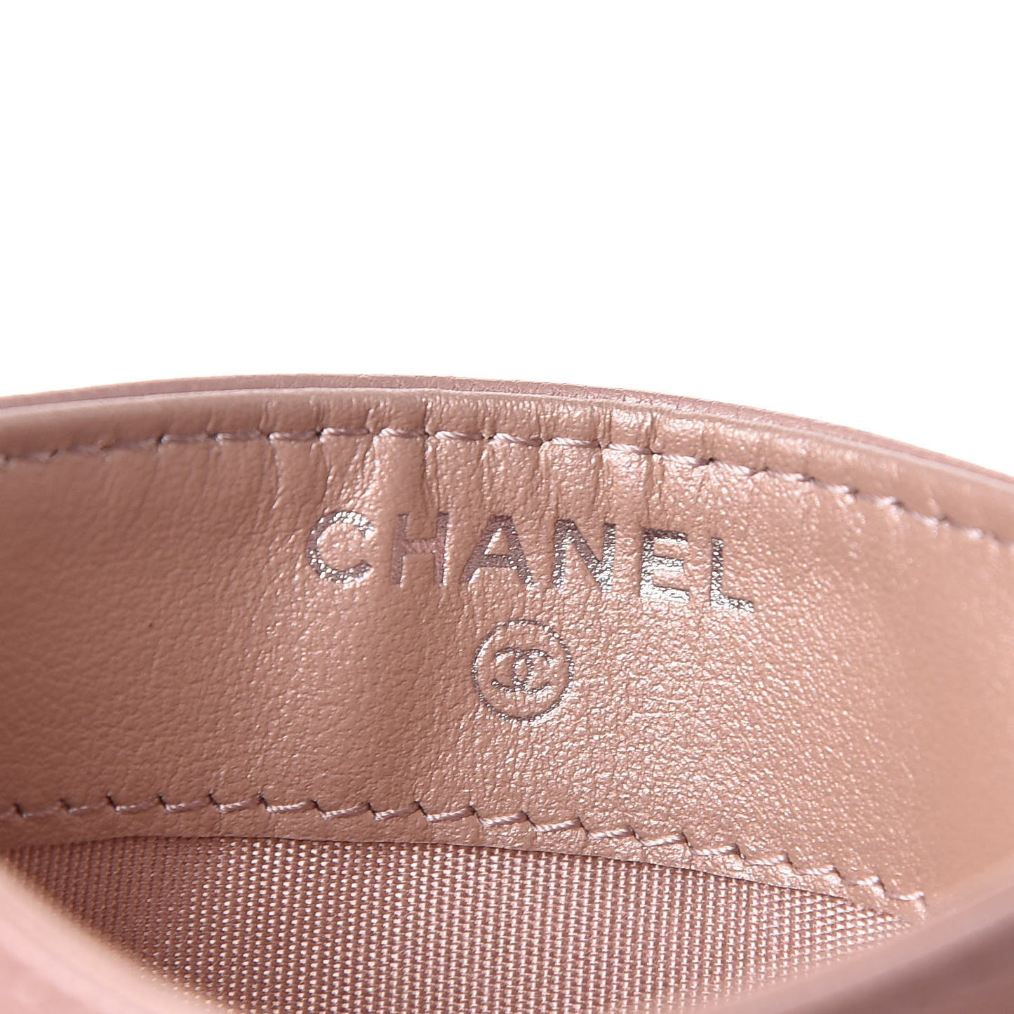 Goatskin Camellia Embossed Card Holder Light Pink