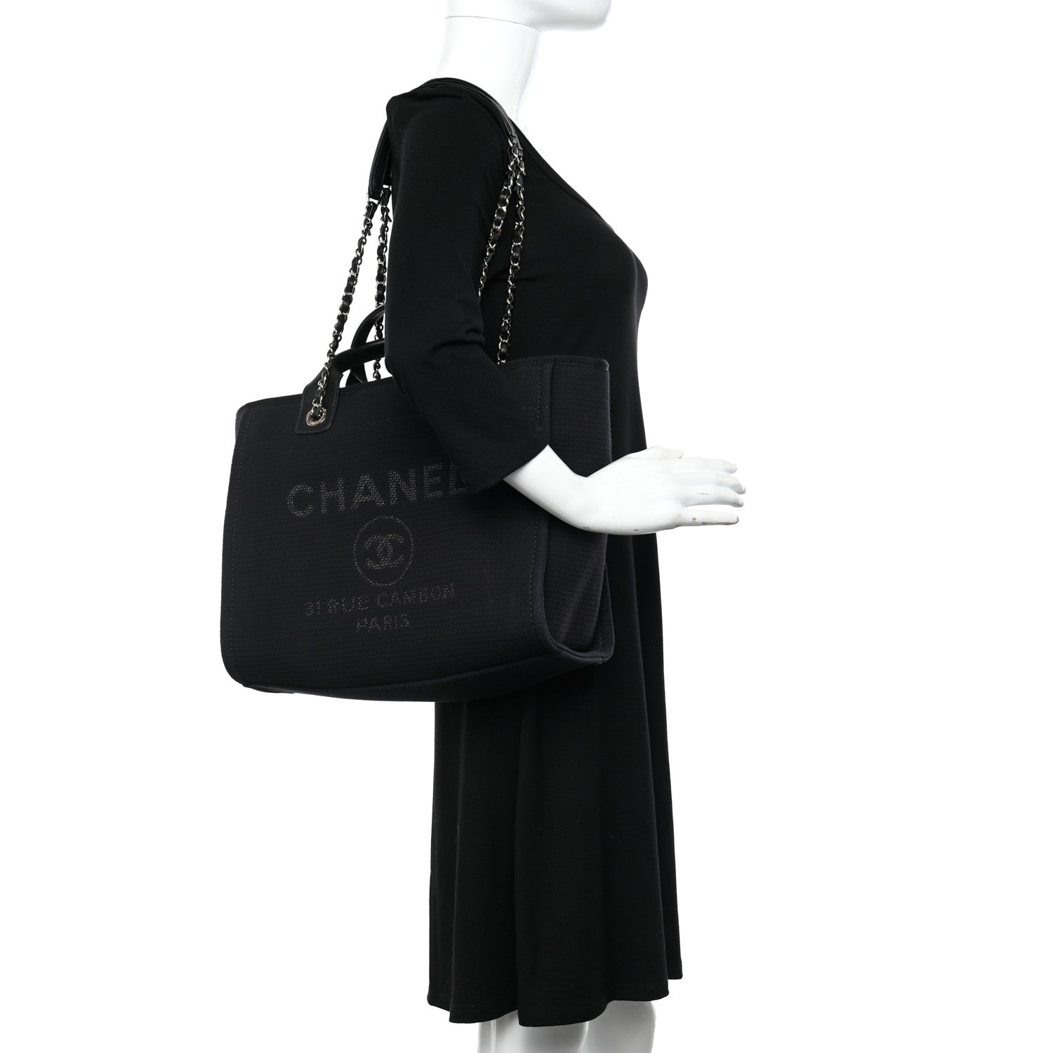 Chanel Mixed Fibers Small Deauville Tote Black 2 of 12
