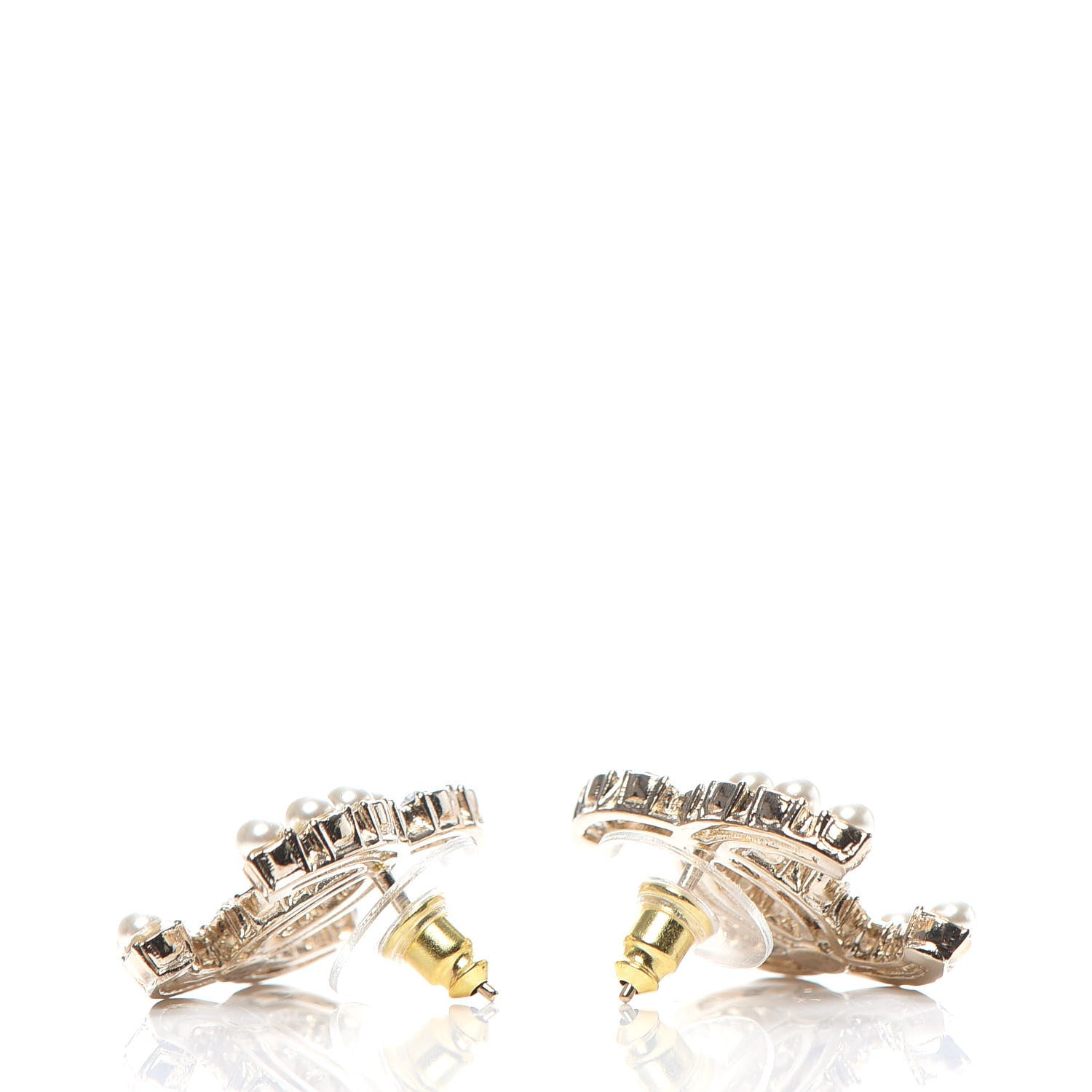 Chanel Crystal Pearl CC Dazzling Domino Earrings Gold 3 of 5