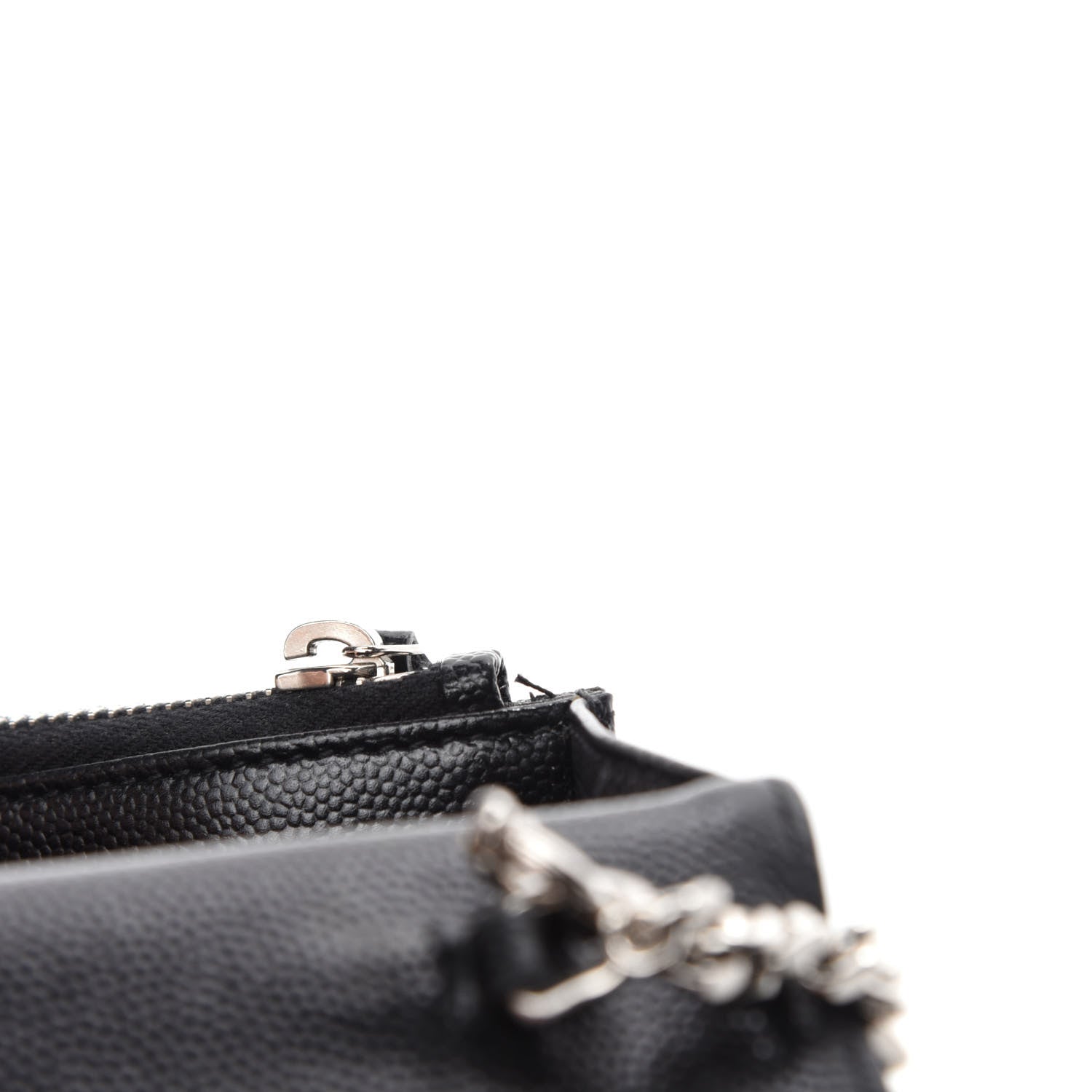 Saint Laurent Grain De Poudre Matelasse Chevron Monogram Envelope Chain Wallet Black 8 of 12