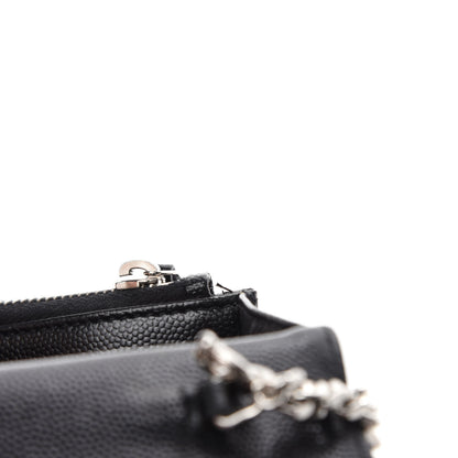 Saint Laurent Grain De Poudre Matelasse Chevron Monogram Envelope Chain Wallet Black 8 of 12