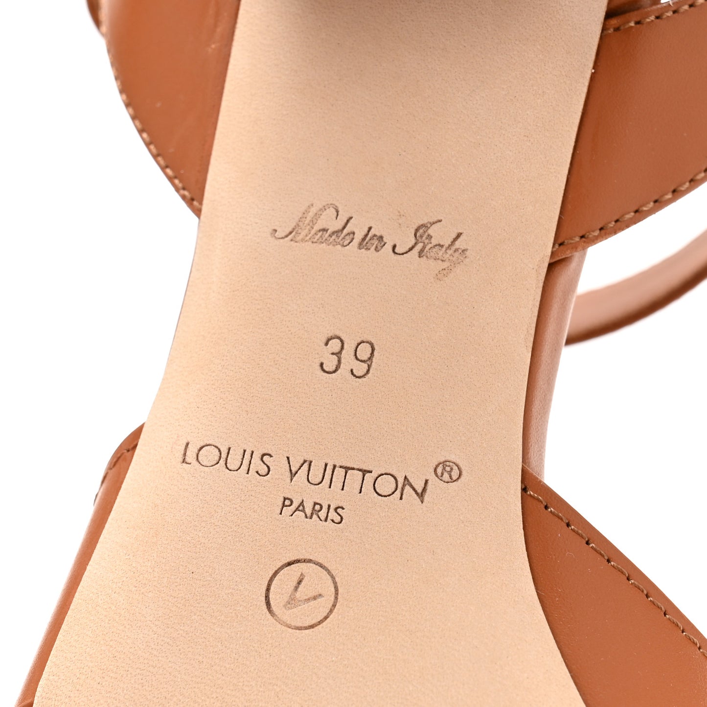 Calfskin LV Isola Sandals 39 Cognac