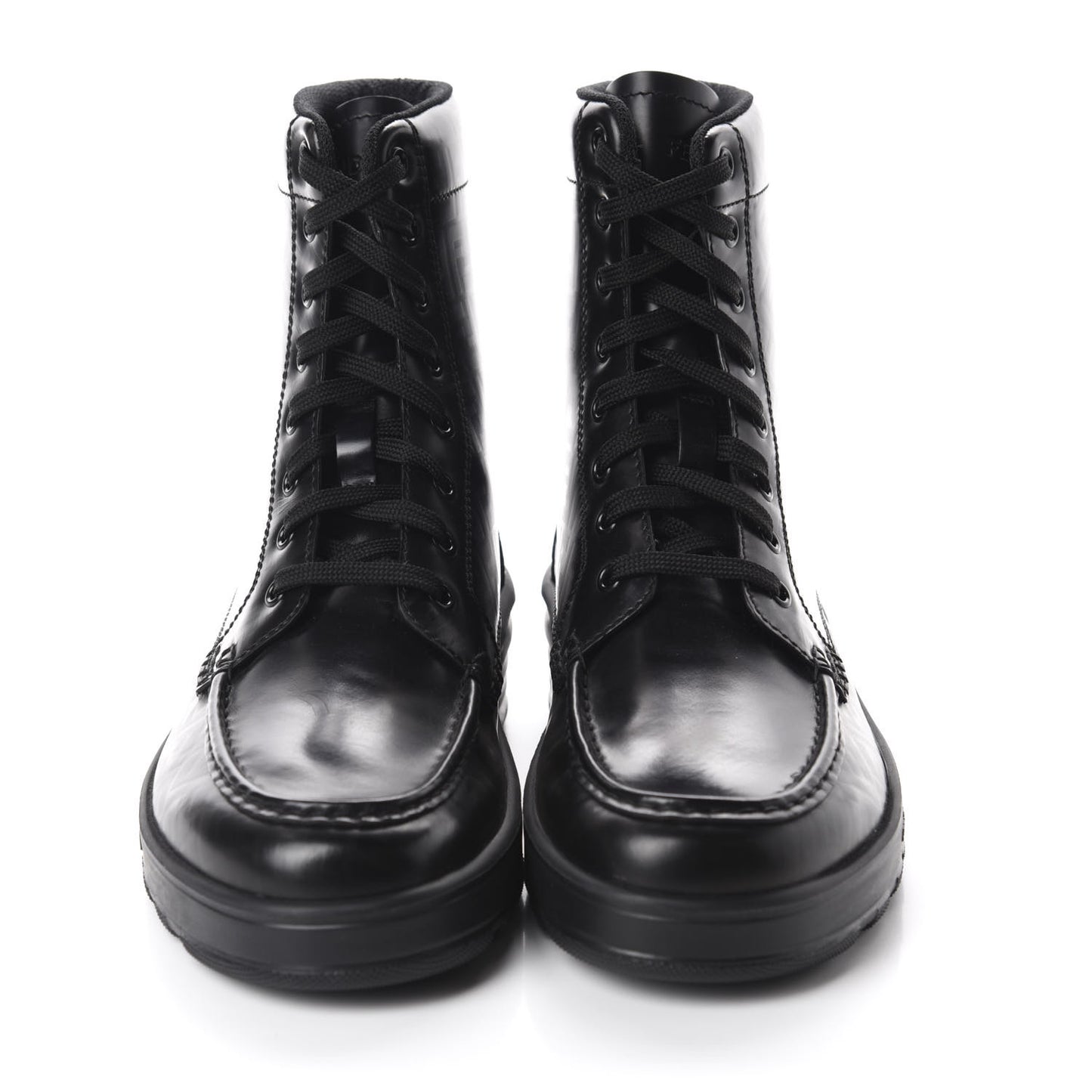 Calfskin FF Logo Ankle Biker Boots 39 Asfalto Black