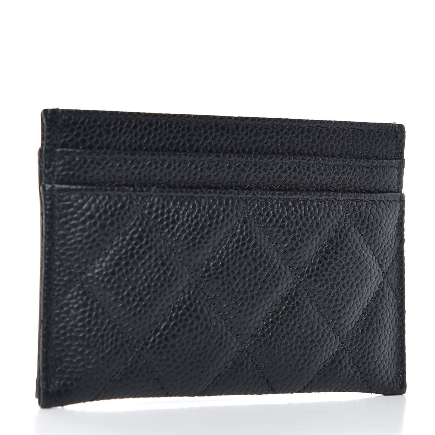 Caviar Quilted Filigree Card Holder Black