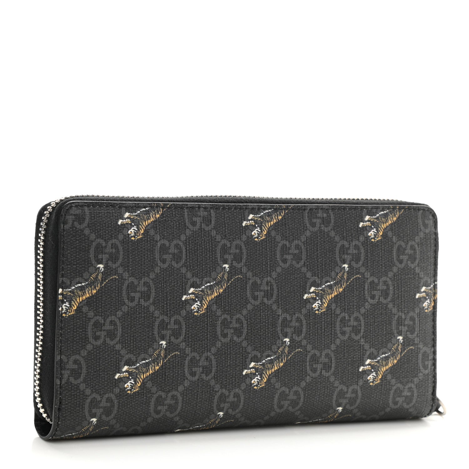 Gucci GG Supreme Monogram Tigers Zip Around Wallet Black Multicolor 3 of 7