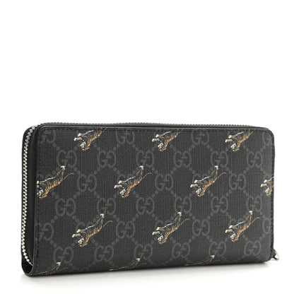 Gucci GG Supreme Monogram Tigers Zip Around Wallet Black Multicolor 3 of 7