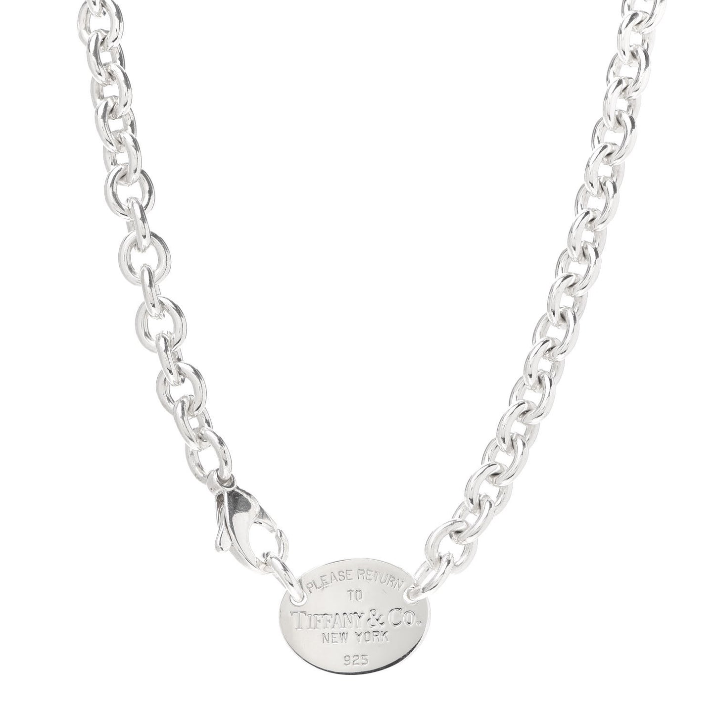 Tiffany Sterling Silver Return to Tiffany Oval Tag Choker Necklace