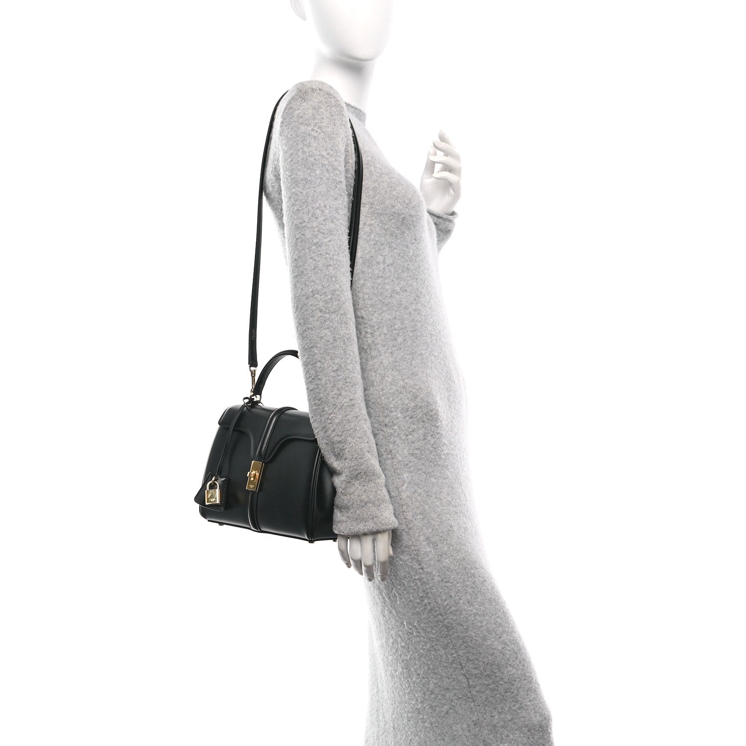 Celine Satinated Calfskin Small 16 Top Handle Bag Black 3 of 10