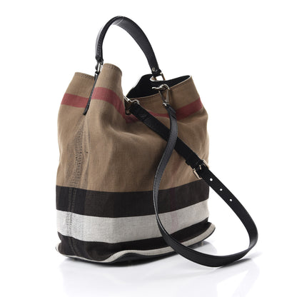 Burberry Canvas Mega Check Medium Ashby Hobo Black 4 of 12