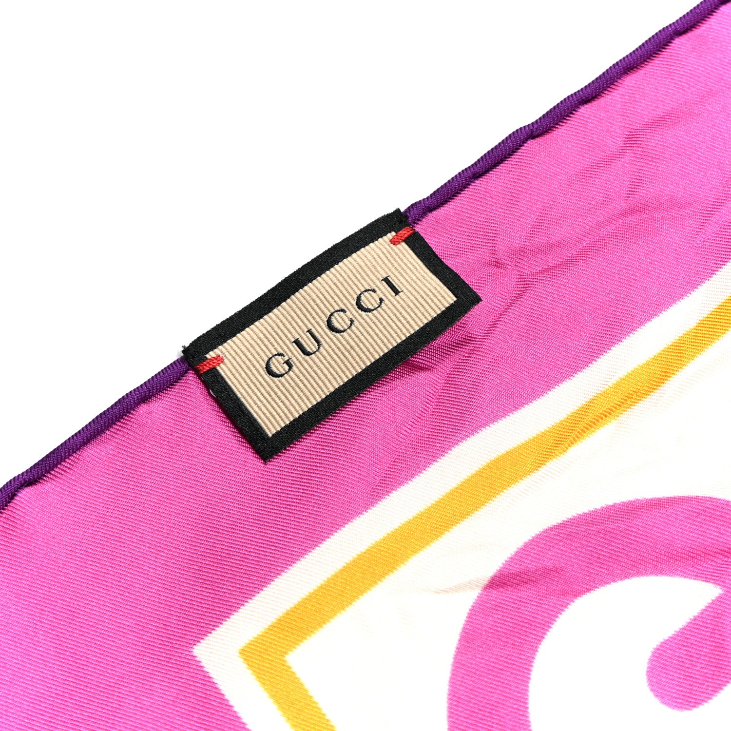 Gucci Silk Maxi Flower Print Scarf Purple Fuchsia Multicolor 2 of 4