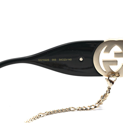 Gucci Acetate Square Frame Chain Sunglasses GG1022S Black 6 of 7