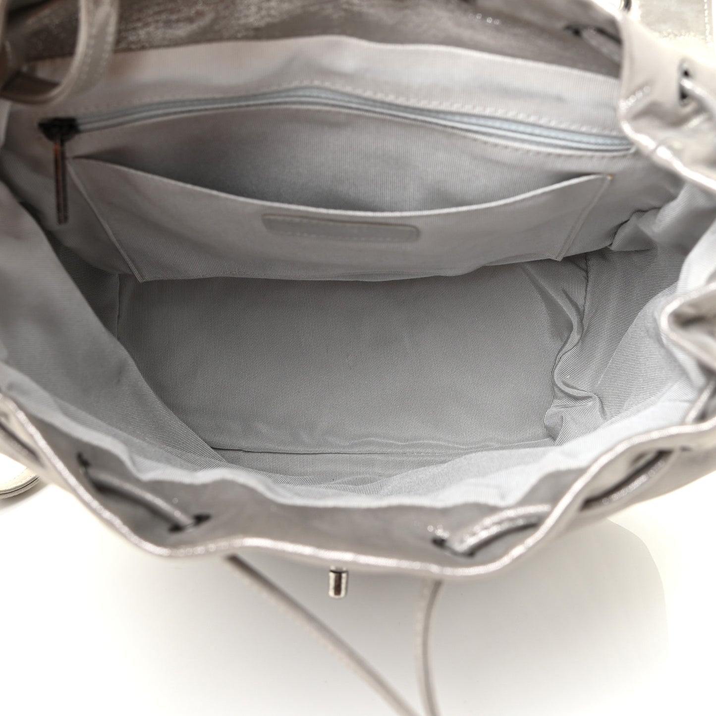 Iridescent Calfskin Chevron Quilted Small Urban Spirit Backpack Silver