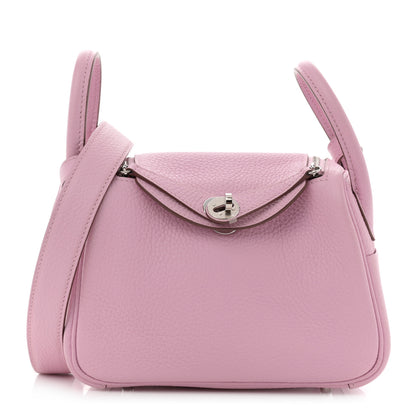 Hermes Taurillon Clemence Mini Lindy 20 Mauve Sylvestre 1 of 12