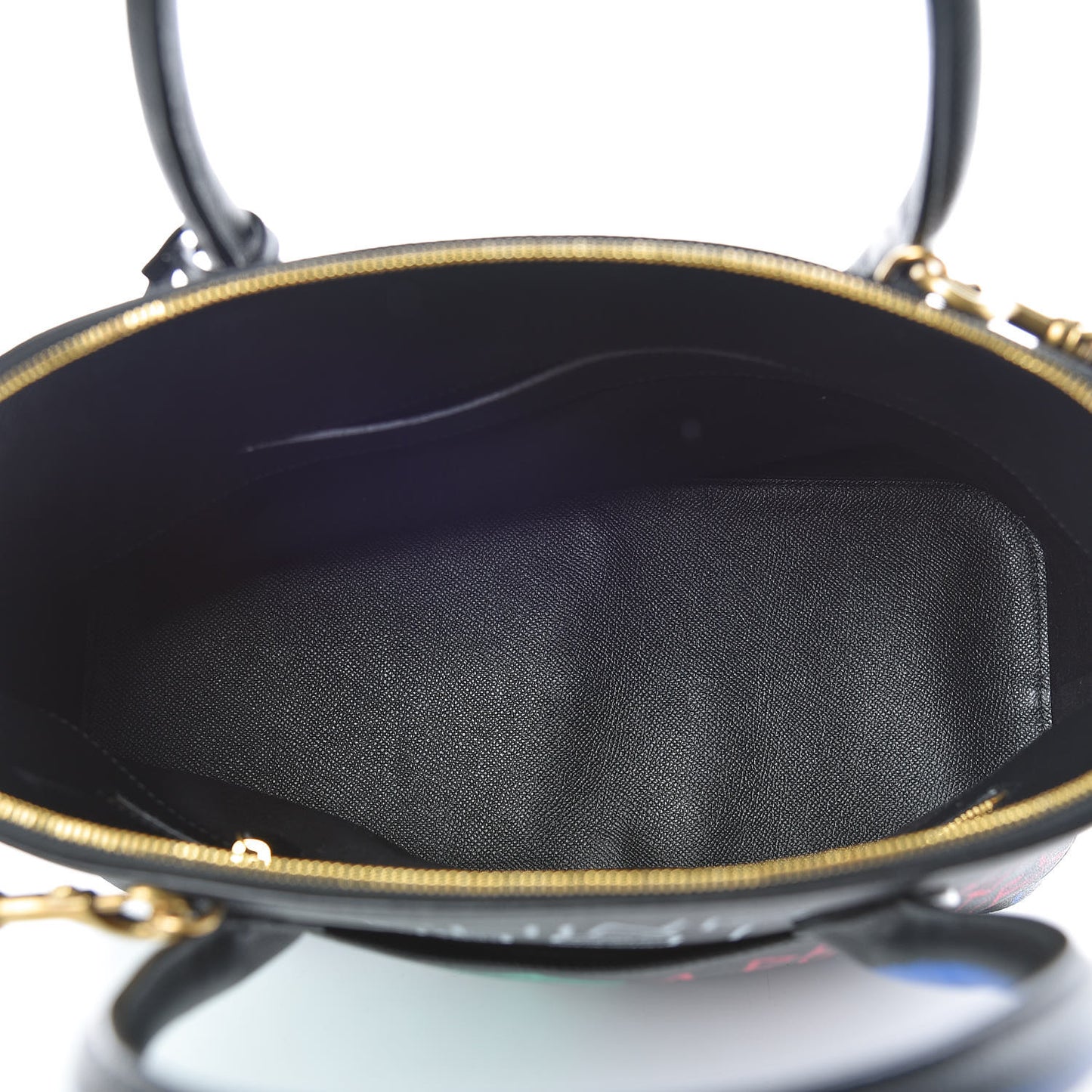 Signature Grained Calfskin Graffiti M Ville Top Handle Bag Black Multicolor