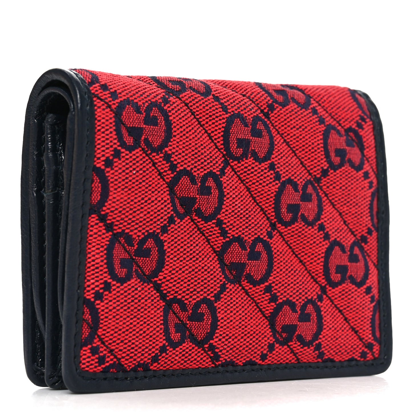 Monogram Multicolor Matelasse Diagonal Floral Embroidered  GG Marmont Card Case Wallet Red Blue Multicolor